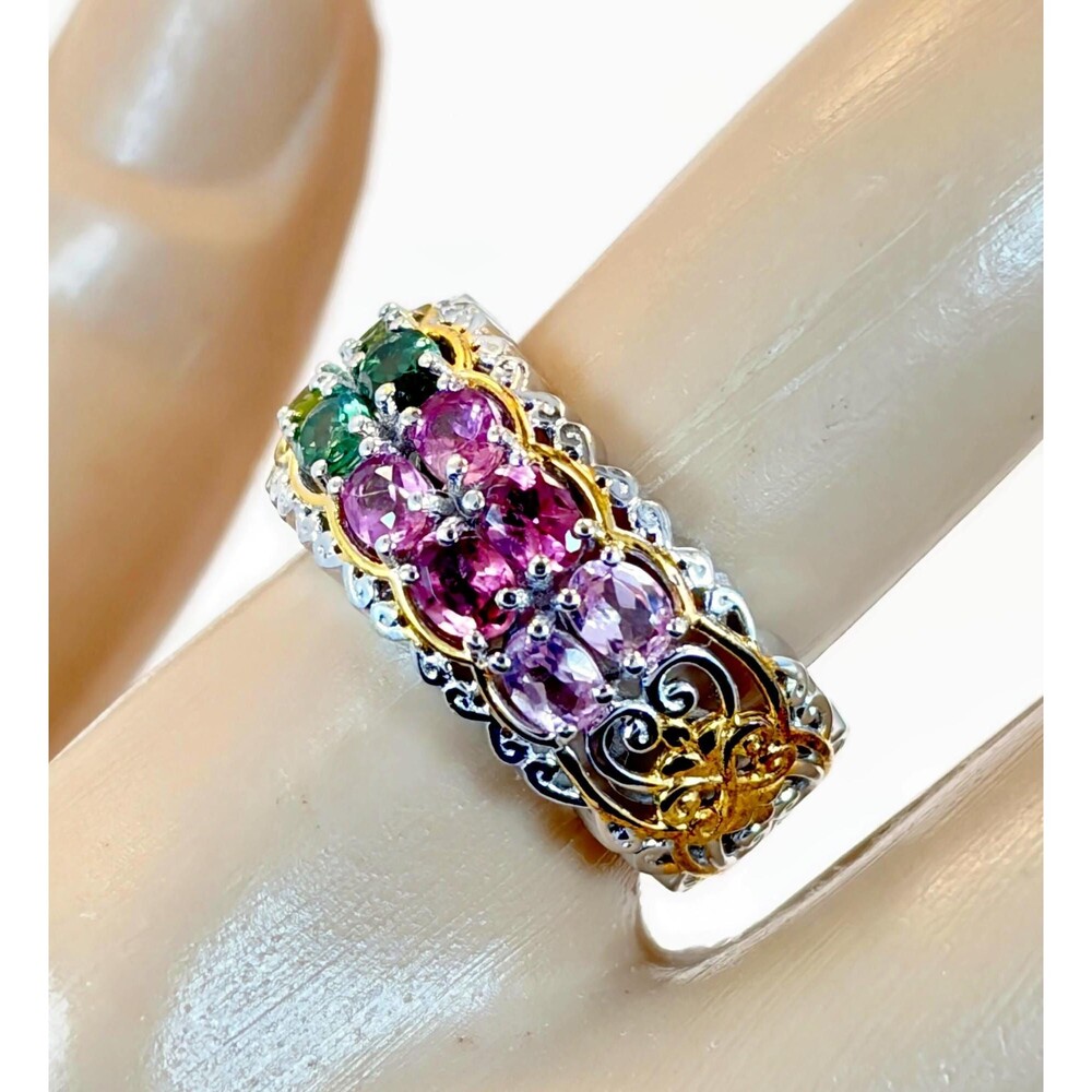 Michael Valitutti Sterling Silver Ring: Tourmaline, Gems en Vogue, Gold Size 6
